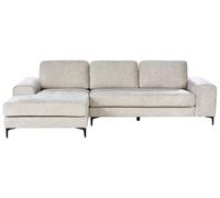 Beliani Corner Sofa Kiruna Velvet Light Beige Right Hand