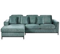 Beliani Right Hand Velvet Corner Sofa Teal Oslo, Blue