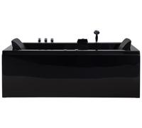 Right Hand Whirlpool Bath with LED 1830 x 900 mm Black VARADERO