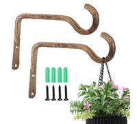 RIGHT+LEFT 2 Pack 6 Inch Premium Decorative Metal Iron Wall Hook, Rustic Plant Hanger, Indoor Outdoor Gardening Bracket Hook, for Planters, Bird Feeders, Lanterns, Wind Chimes (Coffee)