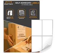 Right Pack A4 Printer Paper Labels | Printable Full Sheet Self Adhesive Sticker Labels for Inkjet & Laser Printer | Address Labels | Packaging Labels | 210 x 297mm (4 Labels, 10 Sheets)