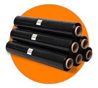Right Pack Shrink Wrap 17mu 400mm x 300m | Pallet Wrap Tear Resistant | Shrink Wrap Rolls | Cling Wrap for Packaging, Moving Home, Boxes | Heavy Duty Black Pallet Wrap | 6 Rolls Black