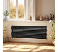 Right Radiators 1800X590 mm Horizontal Vertical Oval Column Designer Radiator Double Panel Rads Black