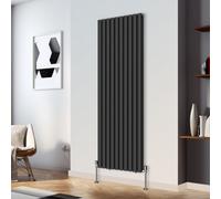 Right Radiators 1800X590mm Vertical Double Oval Column Designer Radiator Black