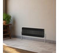 Right Radiators 300X1010 mm Horizontal Traditional 2 Column Cast Iron Style Radiator Black