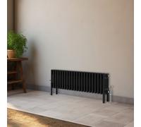 Right Radiators 300X1010 mm Horizontal Traditional 4 Column Cast Iron Style Radiator Black