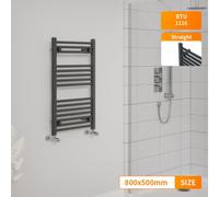 Right Radiators 800X500 mm Straight Heated Towel Rail Radiator Bathroom Ladder Warmer Anthracite