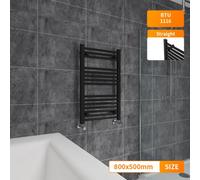Right Radiators 800X500 mm Straight Heated Towel Rail Radiator Bathroom Ladder Warmer Black
