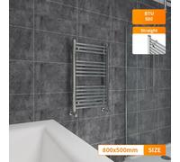 Right Radiators 800X500 mm Straight Heated Towel Rail Radiator Bathroom Ladder Warmer Chrome