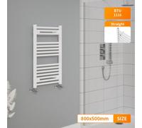 Right Radiators 800X500 mm Straight Heated Towel Rail Radiator Bathroom Ladder Warmer White