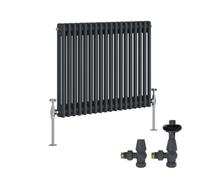 Right Radiators Anthracite Traditional 2 Column Radiator Horizontal Cast Iron Style 600X830mm With Antique Design Trv Valves