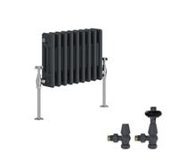 Right Radiators Anthracite Traditional 3 Column Radiator Horizontal Cast Iron Style 300X427mm With Antique Design Trv Valves