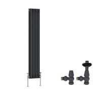 Right Radiators Anthracite Traditional 3 Column Radiator Vertical Cast Iron Style 1500X292mm With Antique Design Angled Trv Valves