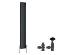 Right Radiators Anthracite Traditional 3 Column Radiator Vertical Cast Iron Style 1800X292mm With Antique Design Angled Trv Valves