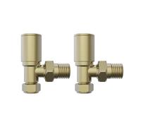 Right Radiators Brushed Brass Manual Angled Radiator Valve 15mm X 1/2" One Pair