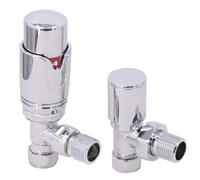 Right Radiators Chrome Angled Trv Thermostatic Radiator Valve And Manual Angled Valve 15mm X 1/2"