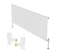 Right Radiators Horizontal Single Oval Column Rads Designer Radiator 600X1593mm With Angled Manual Valve White
