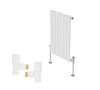 Right Radiators Horizontal Single Oval Column Rads Designer Radiator 600X413mm With Angled Manual Valve White