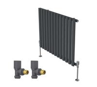 Right Radiators Horizontal Single Oval Column Rads Designer Radiator 600X767mm With Angled Manual Valve Anthracite