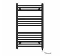 Right Radiators Prefilled Electric Straight Heated Towel Rail Bathroom Ladder Warmer Rads - Black 800X500 mm