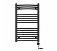 Right Radiators Prefilled Thermostatic Electric Heated Towel Rail Curved Ladder Warmer Rads - Black 800X500 mm