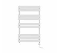 Right Radiators Prefilled Thermostatic Electric Heated Towel Rail Flat Panel Ladder Warmer Rads - White 1000X600 mm