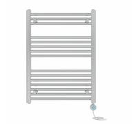 Right Radiators Prefilled Thermostatic Electric Heated Towel Rail Straight Bathroom Ladder Warmer - Chrome 800X600 mm