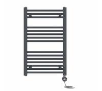 Right Radiators Prefilled Thermostatic Electric Heated Towel Rail Straight Ladder Warmer Rads - Anthracite 800X500 mm