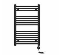 Right Radiators Prefilled Thermostatic Electric Heated Towel Rail Straight Ladder Warmer Rads - Black 800X500 mm