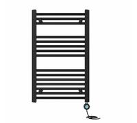 Right Radiators Prefilled Thermostatic Wifi Electric Heated Towel Rail Straight Bathroom Ladder Warmer - Black 800X500 mm