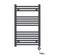 Right Radiators Prefilled Thermostatic Wifi Electric Heated Towel Rail Straight Bathroom Ladder Warmer - Anthracite 800X500 mm