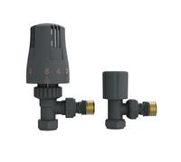 Right Radiators Thermostatic Anthracite Trv & Lockshield Angled Radiator Valves 1/2"x15mm Pack