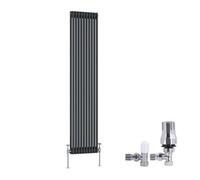 Right Radiators Traditional 2 Column Radiator Vertical Cast Iron Style Rads 1800X470mm Anthracite With Angled Thermostatic Valve