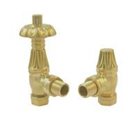 Right Radiators Traditional Thermostatic Trv Antique Design Angled Radiator Rad Valves Pair Brushed Brass
