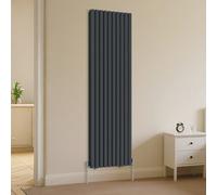 Right Radiators Vertical Double Oval Column Rads Designer Radiator 1800X590mm Anthracite