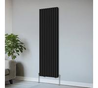 Right Radiators Vertical Double Oval Column Rads Designer Radiator 1800X590mm Black