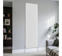 Right Radiators Vertical Double Oval Column Rads Designer Radiator 1800X590mm White
