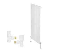Right Radiators Vertical Single Oval Column Rads Designer Radiator 1600X590mm With Angled Manual Valve White