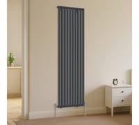Right Radiators Vertical Single Oval Column Rads Designer Radiator 1800X590mm Anthracite