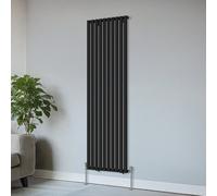 Right Radiators Vertical Single Oval Column Rads Designer Radiator 1800X590mm Black