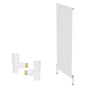 Right Radiators Vertical Single Oval Column Rads Designer Radiator 1800X590mm With Angled Manual Valve White
