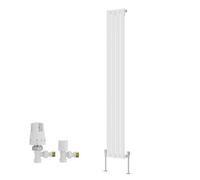 Right Radiators White Single Vertical Designer Radiator Flat Panel Rads 1800X272mm With Angled Trv Thermostatic Valves