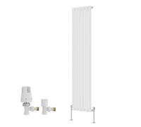Right Radiators White Single Vertical Designer Radiator Flat Panel Rads 1800X408mm With Angled Trv Thermostatic Valves