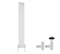 Right Radiators White Traditional 2 Column Radiator Vertical Cast Iron Style 1800X290mm With Antique Design Angled Trv Valves