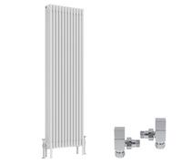 Right Radiators White Traditional 4 Column Radiator Vertical Cast Iron Style 1800X560mm With Square Head Angled Valves