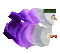 Right Silk Belly Dance Fan Veil Women Long Fans Veils For Praise Dancing Performance