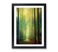 Right Through The Forest Framed Print for Living Room Bedroom Home Office Décor, Wall Art Picture Ready to Hang, Black A3 Frame (34 x 46 cm)