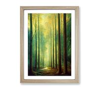 Right Through The Forest Framed Print for Living Room Bedroom Home Office Décor, Wall Art Picture Ready to Hang, Oak A3 Frame (34 x 46 cm)
