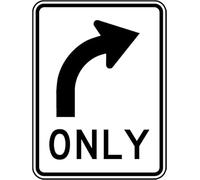 Right Turn Only Sign - Warning Metal Aluminum Tin Wall Sign, 16x12 Inch - Indoor & Outdoor Decor for Home, Coffee Bar, or Office