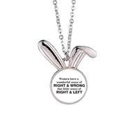 Right Wrong Left Right Drive Rabbit Necklace Pendant Bunny Animal Jewelry Gift